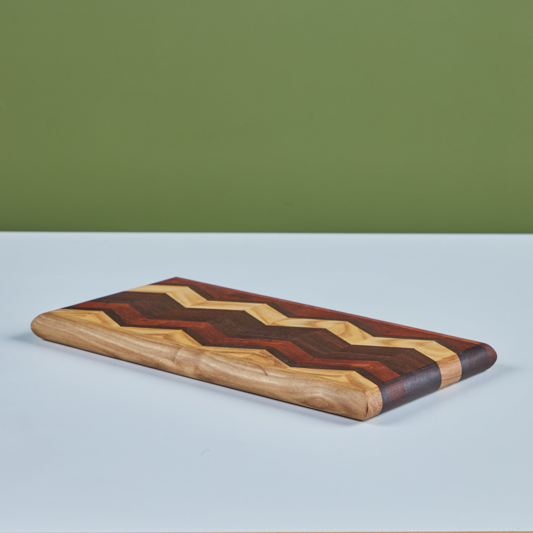 Don Shoemaker Wood Inlaid Chevron Pattern Cutting Board for Señal