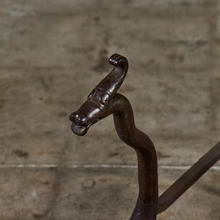 Pair of Wrought Iron Dragon Andirons