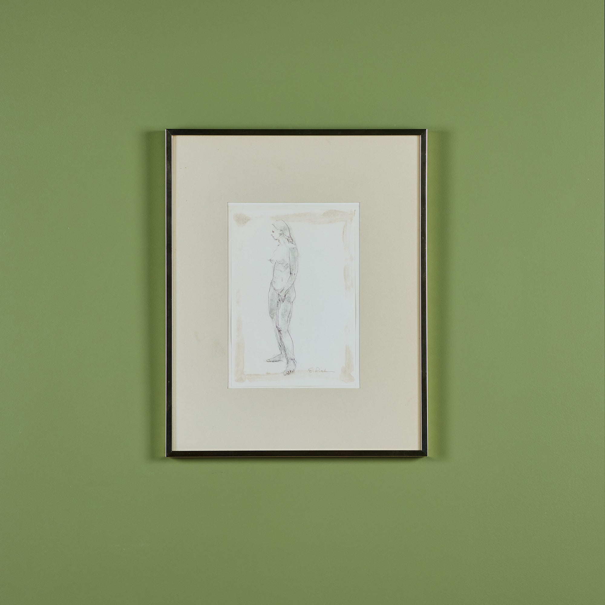 E. Rich Nude Figure Pencil Sketch