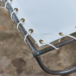 Early Walter Lamb Bronze & Canvas Patio Chaise Lounge