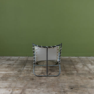 Early Walter Lamb Bronze & Canvas Patio Chaise Lounge