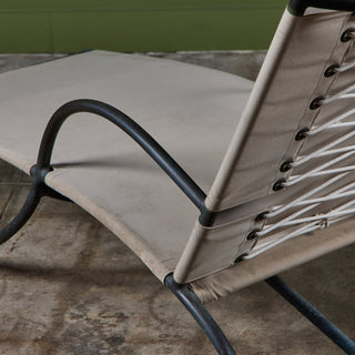 Early Walter Lamb Bronze & Canvas Patio Chaise Lounge