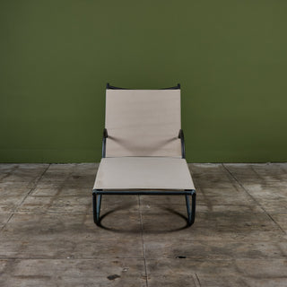 Early Walter Lamb Bronze & Canvas Patio Chaise Lounge