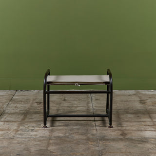 Early Walter Lamb Bronze & Canvas Ottoman