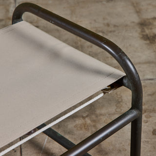 Early Walter Lamb Bronze & Canvas Ottoman