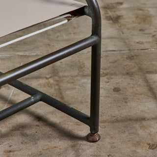 Early Walter Lamb Bronze & Canvas Ottoman