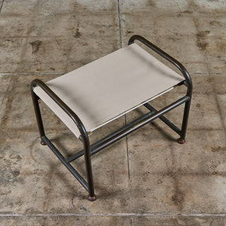 Early Walter Lamb Bronze & Canvas Ottoman
