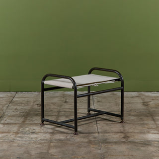 Early Walter Lamb Bronze & Canvas Ottoman