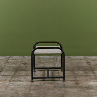 Early Walter Lamb Bronze & Canvas Ottoman