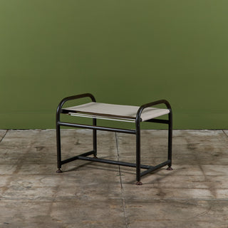 Early Walter Lamb Bronze & Canvas Ottoman