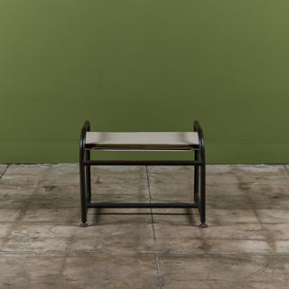 Early Walter Lamb Bronze & Canvas Ottoman