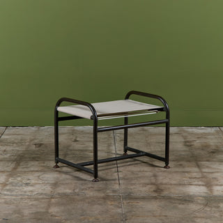 Early Walter Lamb Bronze & Canvas Ottoman