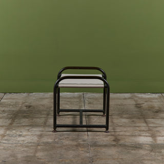 Early Walter Lamb Bronze & Canvas Ottoman