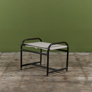 Early Walter Lamb Bronze & Canvas Ottoman