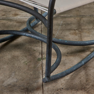 Early Walter Lamb Bronze & Canvas Rocking Chair