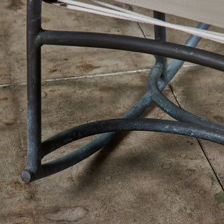 Early Walter Lamb Bronze & Canvas Rocking Chair