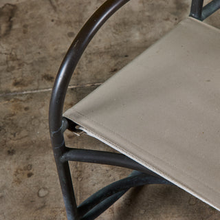 Early Walter Lamb Bronze & Canvas Rocking Chair