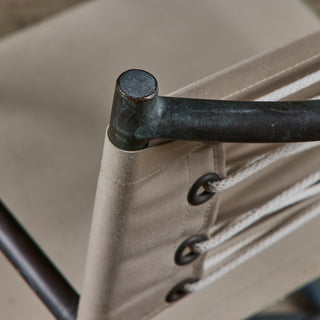 Early Walter Lamb Bronze & Canvas Rocking Chair