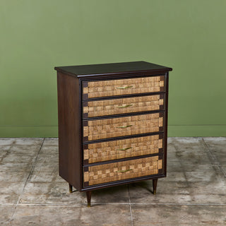 Edmond J. Spence Style Woven Front Highboy Dresser