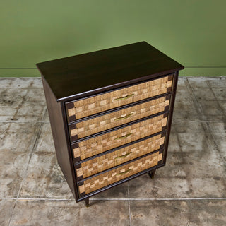 Edmond J. Spence Style Woven Front Highboy Dresser