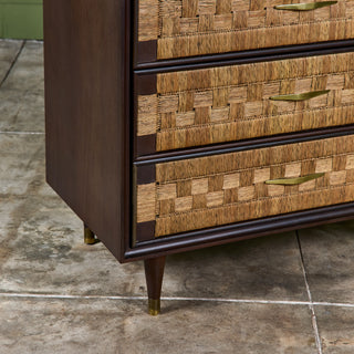 Edmond J. Spence Style Woven Front Highboy Dresser