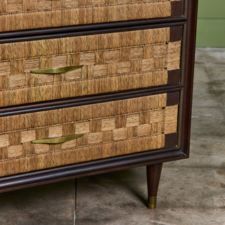 Edmond J. Spence Style Woven Front Highboy Dresser