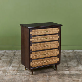 Edmond J. Spence Style Woven Front Highboy Dresser