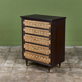 Edmond J. Spence Style Woven Front Highboy Dresser
