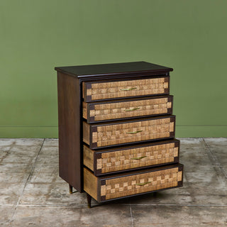 Edmond J. Spence Style Woven Front Highboy Dresser