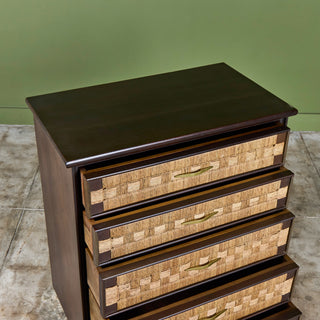 Edmond J. Spence Style Woven Front Highboy Dresser
