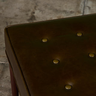 Edward Wormley Green Leather Ottoman for Dunbar