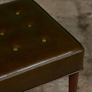 Edward Wormley Green Leather Ottoman for Dunbar
