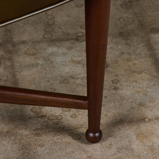 Edward Wormley Green Leather Ottoman for Dunbar