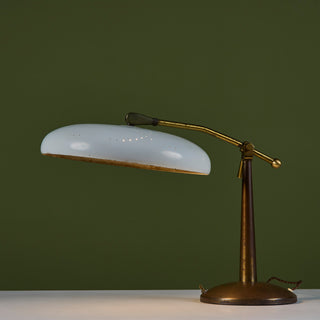 Enamel and Brass Dome Shade Desk Lamp