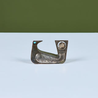 Silver and Turquoise Bird Sculpture by Joaquin Taller Tinta