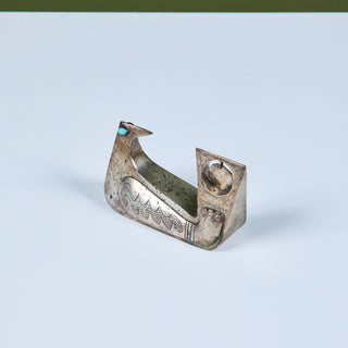 Silver and Turquoise Bird Sculpture by Joaquin Taller Tinta