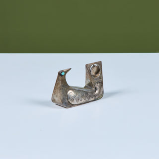 Silver and Turquoise Bird Sculpture by Joaquin Taller Tinta