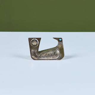 Silver and Turquoise Bird Sculpture by Joaquin Taller Tinta