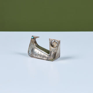 Silver and Turquoise Bird Sculpture by Joaquin Taller Tinta