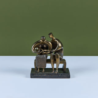 Family Group Cast Bronze Sculpture in the Style of Henry Moore