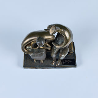 Family Group Cast Bronze Sculpture in the Style of Henry Moore