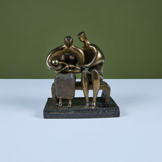 Family Group Cast Bronze Sculpture in the Style of Henry Moore