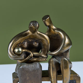 Family Group Cast Bronze Sculpture in the Style of Henry Moore