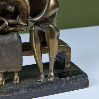 Family Group Cast Bronze Sculpture in the Style of Henry Moore