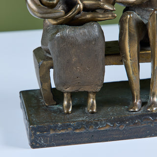 Family Group Cast Bronze Sculpture in the Style of Henry Moore