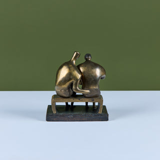Family Group Cast Bronze Sculpture in the Style of Henry Moore