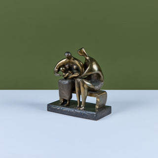 Family Group Cast Bronze Sculpture in the Style of Henry Moore