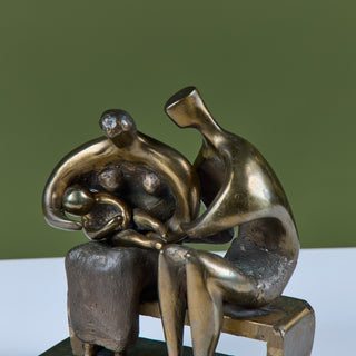 Family Group Cast Bronze Sculpture in the Style of Henry Moore