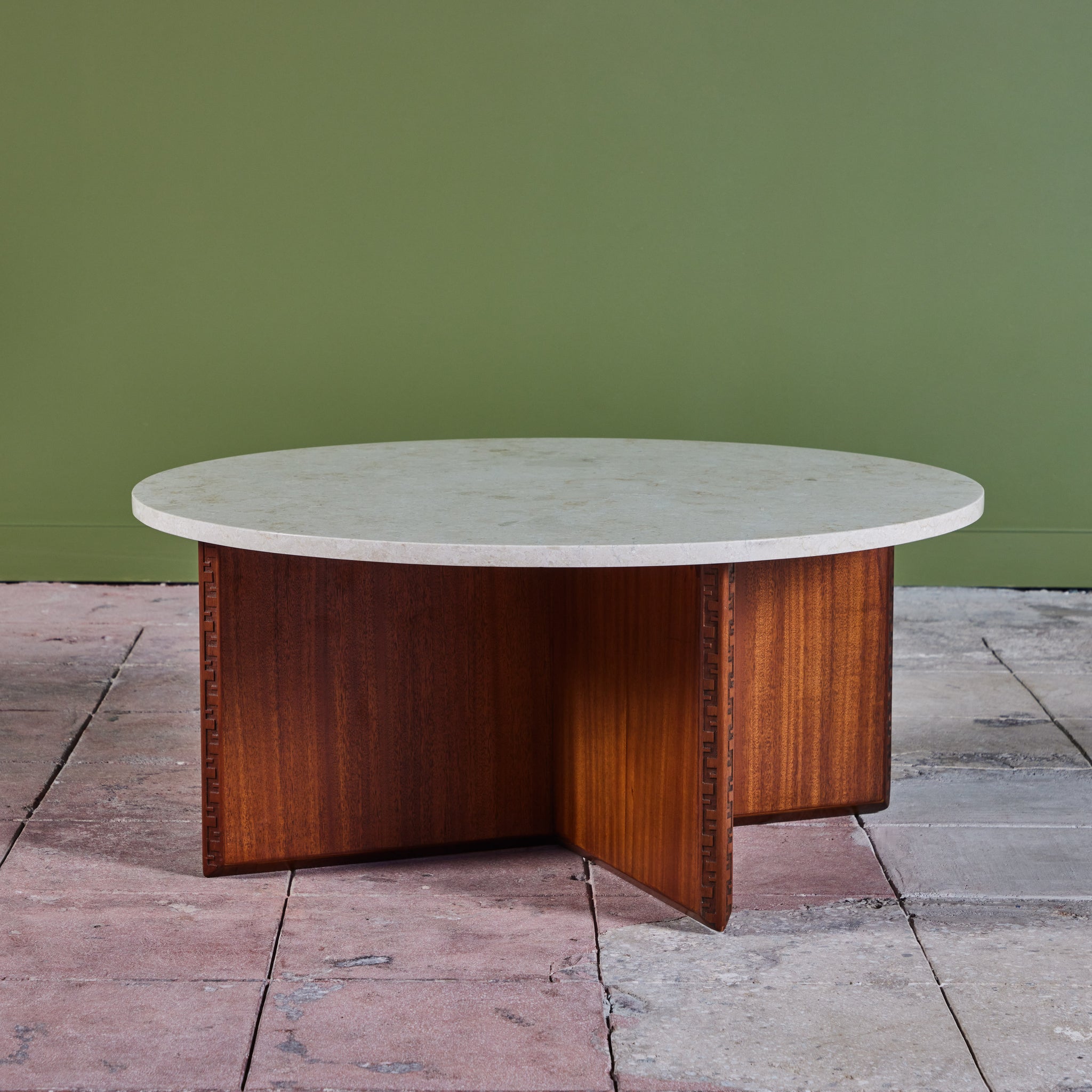 Frank Lloyd Wright Marble Top “Taliesin” Coffee Table for Heritage-Henredon