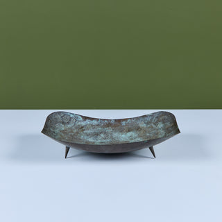 Brutalist Patinated Bronze Footed Bowl